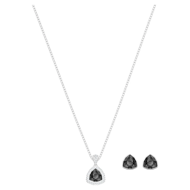Begin set, Trilliant cut, Black, Rhodium plated by SWAROVSKI