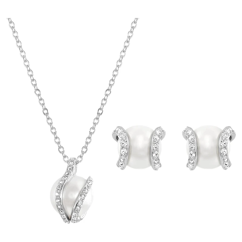 Nude set, White, Rhodium plated by SWAROVSKI