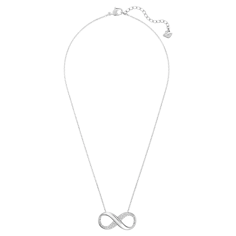 Exist pendant, Infinity, White, Rhodium plated by SWAROVSKI