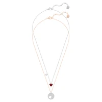 Crystal Wishes pendant, Set (2), Heart, Red, Mixed metal finish by SWAROVSKI