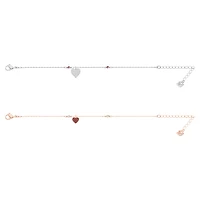 Crystal Wishes bracelet, Set (2), Heart, Red, Mixed metal finish by SWAROVSKI
