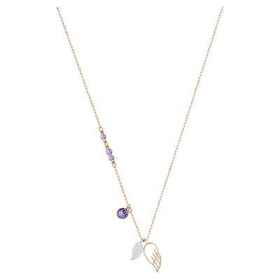 Symbolica pendant, Wing, Purple, Rose gold-tone plated