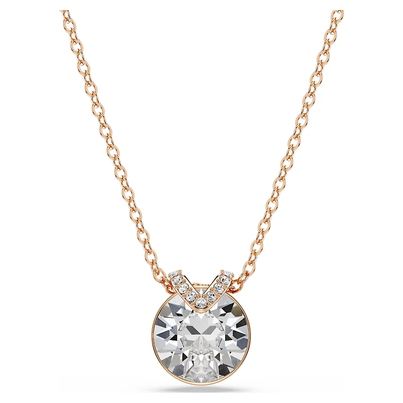Bella V pendant, Round cut, White, Rose gold-tone plated by SWAROVSKI