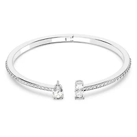Mesmera cuff, Mixed cuts, White, Rhodium plated by SWAROVSKI