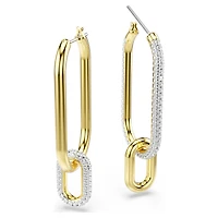 Dextera hoop earrings, Asymmetrical design, White, Mixed metal finish