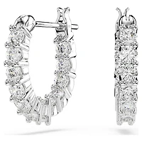 Matrix Vittore hoop earrings, Round cut, White, Rhodium plated by SWAROVSKI