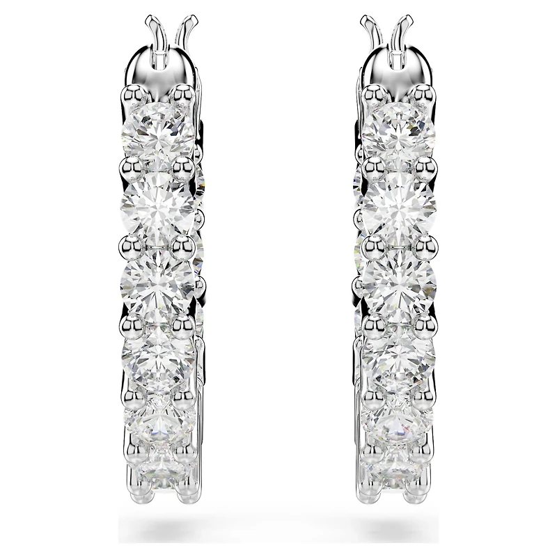 Matrix Vittore hoop earrings, Round cut, White, Rhodium plated by SWAROVSKI