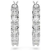 Matrix Vittore hoop earrings, Round cut, White, Rhodium plated by SWAROVSKI