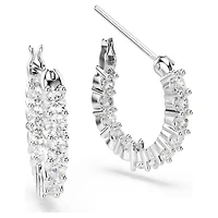 Matrix Vittore hoop earrings, Round cut, White, Rhodium plated by SWAROVSKI