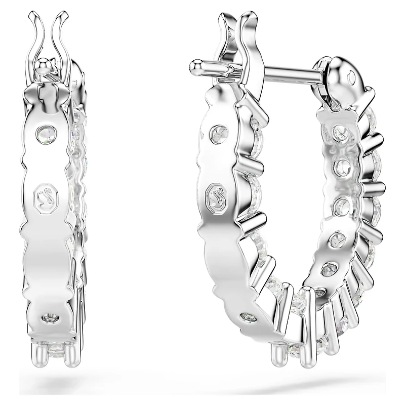 Matrix Vittore hoop earrings, Round cut, White, Rhodium plated by SWAROVSKI