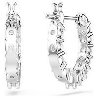 Matrix Vittore hoop earrings, Round cut, White, Rhodium plated by SWAROVSKI