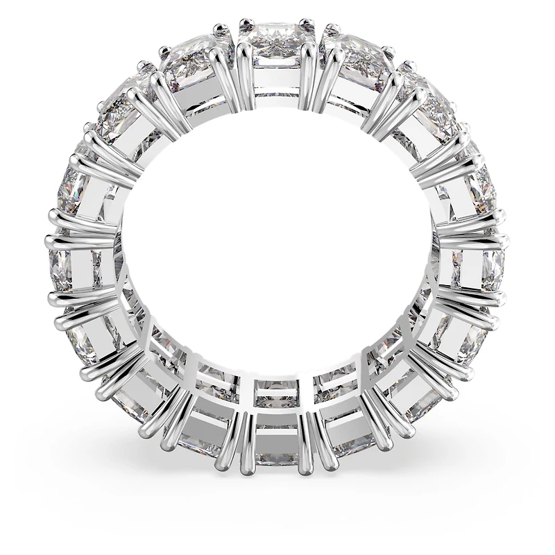 Matrix Vittore ring, Rectangular cut, White, Rhodium plated by SWAROVSKI