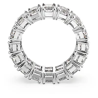 Matrix Vittore ring, Rectangular cut, White, Rhodium plated by SWAROVSKI