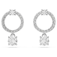 Constella hoop earrings, Round cut, White, Rhodium plated by SWAROVSKI
