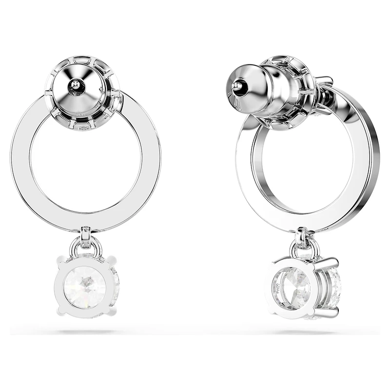 Constella hoop earrings, Round cut, White, Rhodium plated by SWAROVSKI