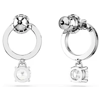 Constella hoop earrings, Round cut, White, Rhodium plated by SWAROVSKI