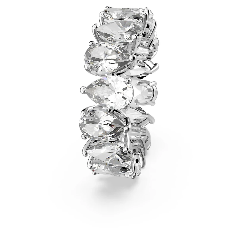 Matrix Vittore ring, Drop cut, White, Rhodium plated by SWAROVSKI