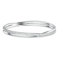 Hyperbola bangle, Round cut, White, Rhodium plated by SWAROVSKI