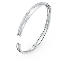 Hyperbola bangle, Round cut, White, Rhodium plated by SWAROVSKI