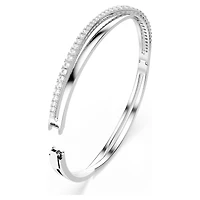 Hyperbola bangle, Round cut, White, Rhodium plated