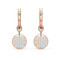 Ginger drop earrings, White, Rose gold-tone plated by SWAROVSKI