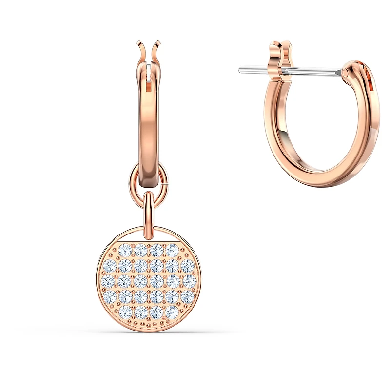 Ginger drop earrings, White, Rose gold-tone plated by SWAROVSKI