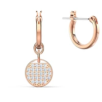 Ginger drop earrings, White, Rose gold-tone plated by SWAROVSKI