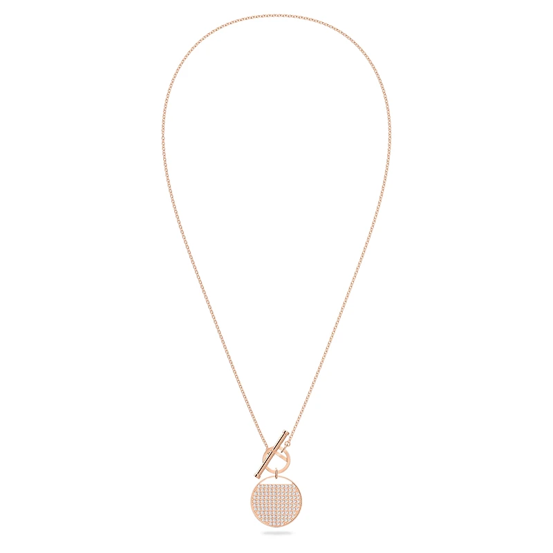 Ginger T Bar necklace, White, Rose gold-tone plated by SWAROVSKI