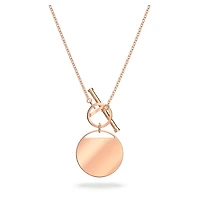 Ginger T Bar necklace, White, Rose gold-tone plated by SWAROVSKI
