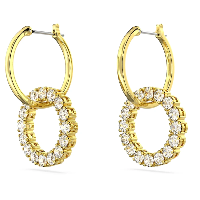 Exalta earrings, White, Gold-tone plated by SWAROVSKI