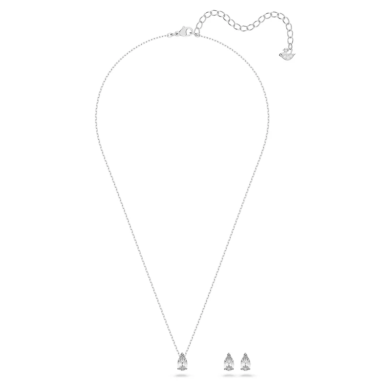 Stilla Attract set, Pear cut, White, Rhodium plated by SWAROVSKI