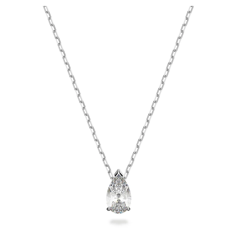 Stilla Attract set, Pear cut, White, Rhodium plated by SWAROVSKI