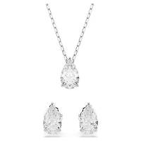 Stilla Attract set, Pear cut, White, Rhodium plated by SWAROVSKI