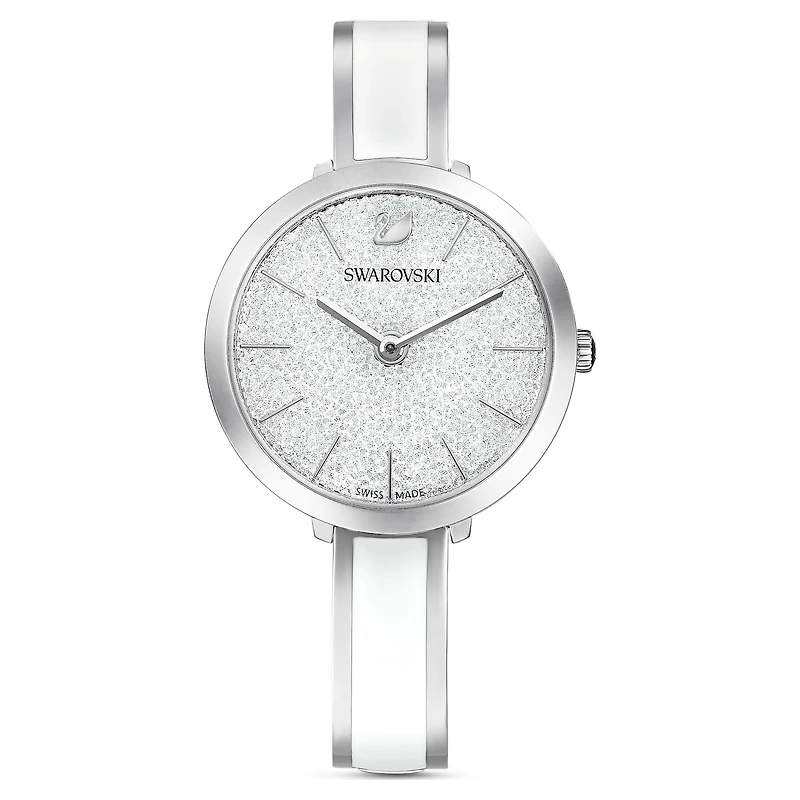 Crystalline delight watch, Swiss Made, Metal bracelet, White, Stainless steel by SWAROVSKI