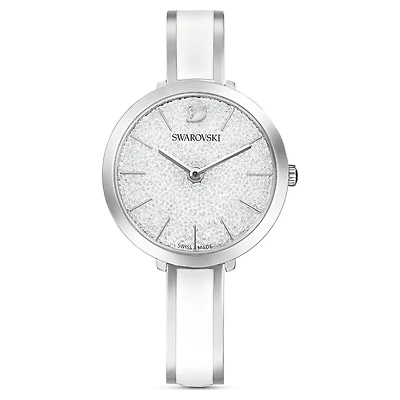 Crystalline delight watch, Swiss Made, Metal bracelet, White, Stainless steel