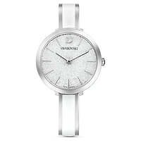 Crystalline delight watch, Swiss Made, Metal bracelet, White, Stainless steel by SWAROVSKI