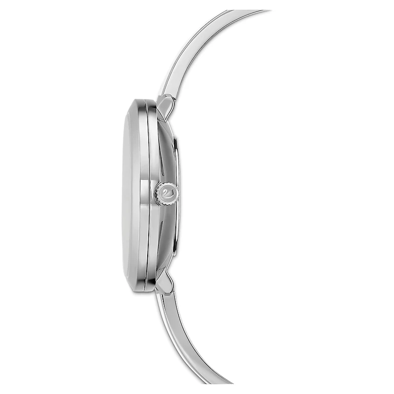 Crystalline delight watch, Swiss Made, Metal bracelet, White, Stainless steel by SWAROVSKI