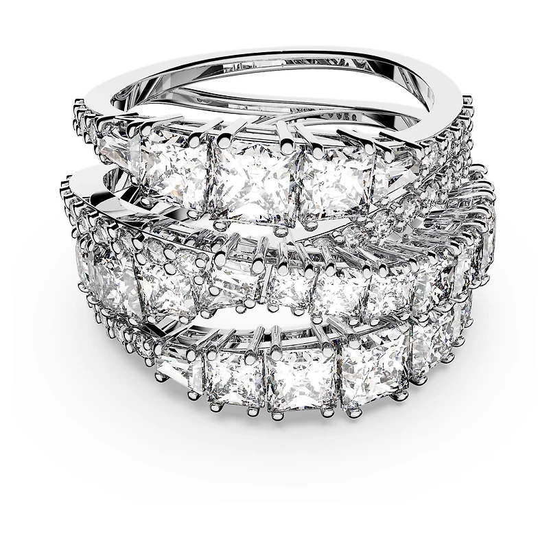 Hyperbola ring, Mixed cuts, White, Rhodium plated by SWAROVSKI