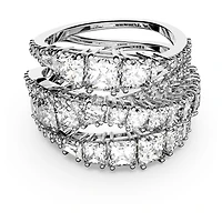 Hyperbola ring, Mixed cuts, White, Rhodium plated by SWAROVSKI