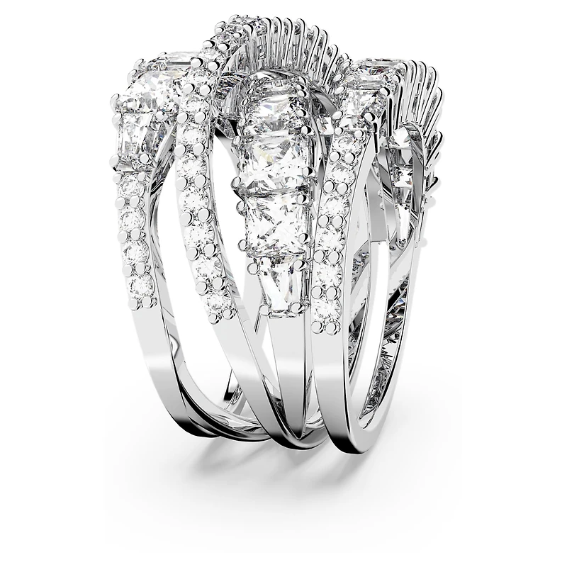 Hyperbola ring, Mixed cuts, White, Rhodium plated by SWAROVSKI