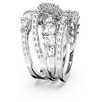 Hyperbola ring, Mixed cuts, White, Rhodium plated by SWAROVSKI
