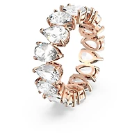 Matrix Vittore ring, Drop cut, White, Rose gold-tone plated by SWAROVSKI