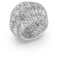 Hyperbola cocktail ring, Mixed cuts, White, Rhodium plated by SWAROVSKI