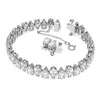 Matrix Tennis bracelet, Pear cut, White, Rhodium plated by SWAROVSKI