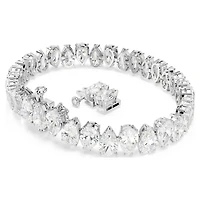 Matrix Tennis bracelet, Pear cut, White, Rhodium plated