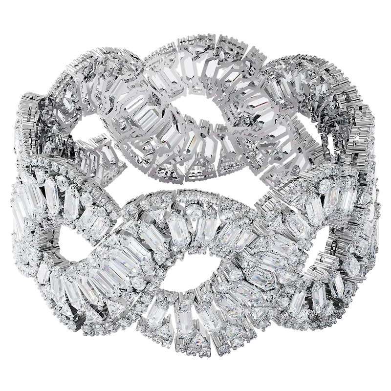 Hyperbola bracelet, Mixed cuts, Infinity, White, Rhodium plated by SWAROVSKI