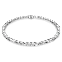 Matrix Tennis necklace, Square cut, White, Rhodium plated by SWAROVSKI