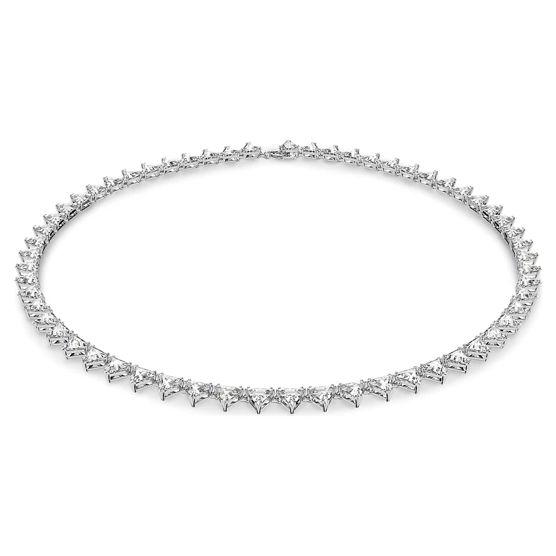 Ortyx Tennis necklace, Triangle cut, White, Rhodium plated by SWAROVSKI