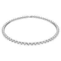 Ortyx Tennis necklace, Triangle cut, White, Rhodium plated by SWAROVSKI