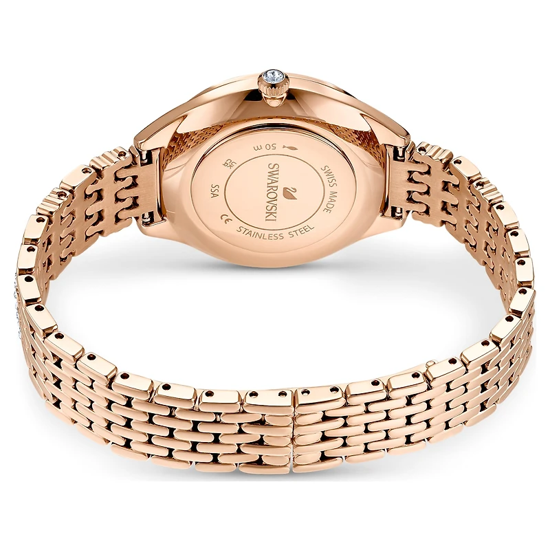 Attract watch, Swiss Made, Pavé, Metal bracelet, Rose gold tone, Rose gold-tone finish by SWAROVSKI